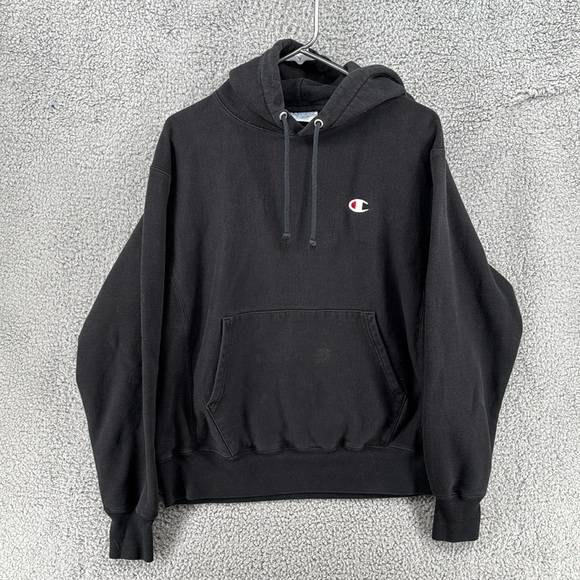 Champion Reverse Weave Black Hoodie Men’s Sz Medium‎ - Picture 1 of 4